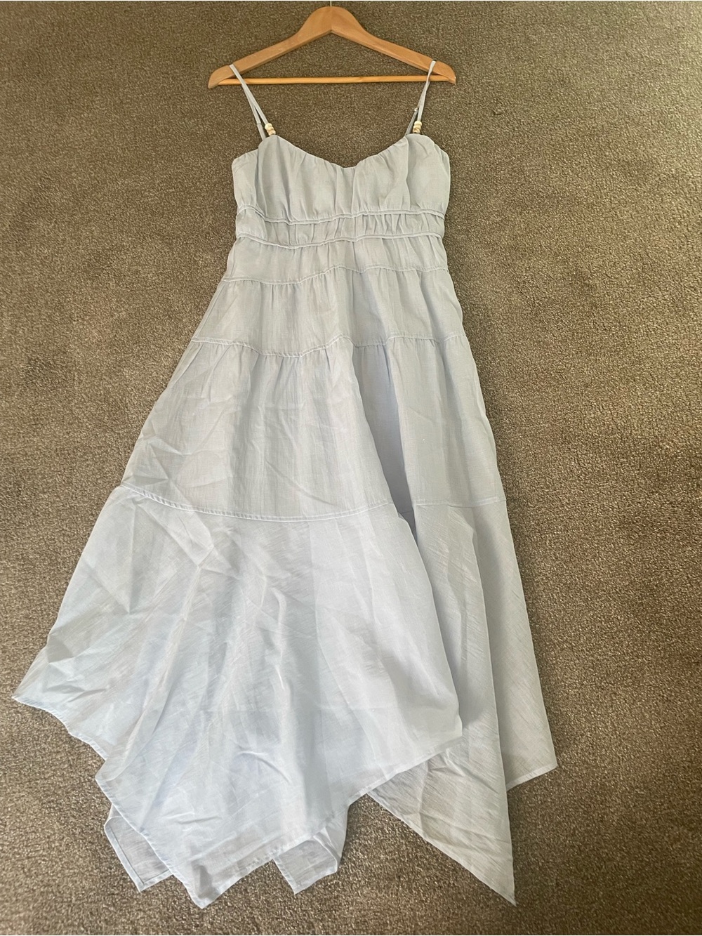 Nordstrom Lost + Wander Pale Blue Oasis Handkerchief Boho Maxi Dress Size S NWT - Picture 7 of 11